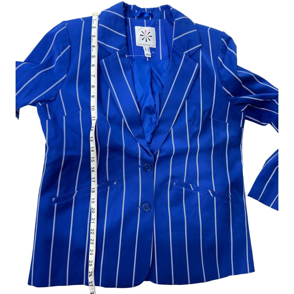 QVC Isaac Mizrahi 24/7 Stretch Print Blazer Blue Stripe NWOT Size 12 - Picture 8 of 8